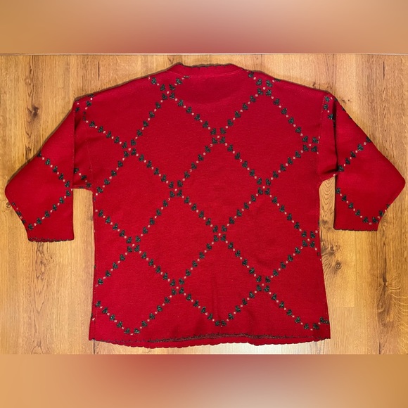 Christmas Sweater Holiday Time Holly Bows Pullover‎ Red Women’s 22W - Picture 2 of 11
